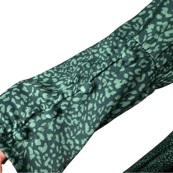 Free People Loveless Printed Green Satin Backless A Line Midi Dress Size 2 - Picture 11 of 14